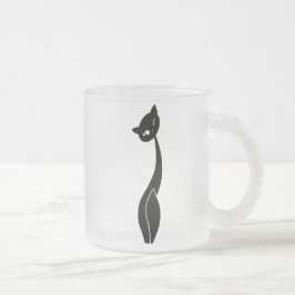 Mok van zwart kat gevriesd glas