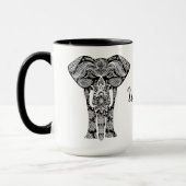 Mok van zwarte en witte Henna Elephant (Links)