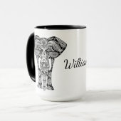 Mok van zwarte en witte Henna Elephant (Voorkant links)