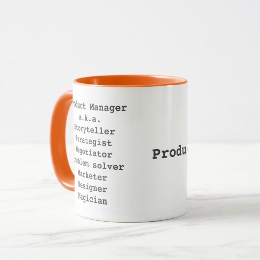 Mok verhalenverteller van productmanager (Voorkant links)