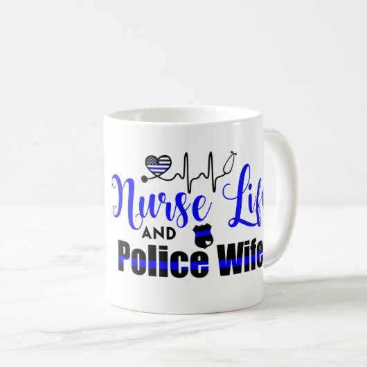 Mok verpleegleven en politie vrouw koffie (Voorkant rechts)