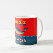 Mok versierd met vintage Alaskan zalm label (Voorkant rechts)