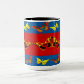 Mok vlinder in blauw, geel en rood (Midden)