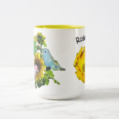 Mok - Vogels op Zonnebloem Naam over Bloem (Center)