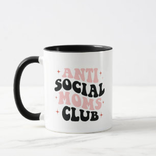 Mok voor antisociale mam's Club Retro Pink Typogra