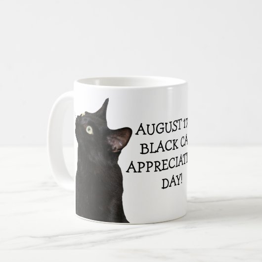 Mok voor Black Cat Appreciation Day (Voorkant links)