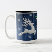 Mok voor blauw kerstrenrenrendierkoffie (Links)