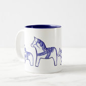 Mok voor blauwe en witte dala paarden (Voorkant links)