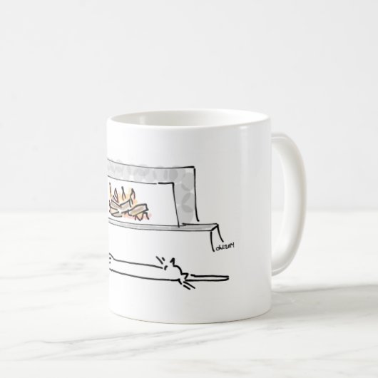 Mok voor Cat Enjoing Fireplace (Voorkant rechts)