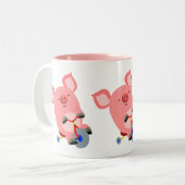 Mok voor cute Cartoon Tricycle Pig (Voorkant links)