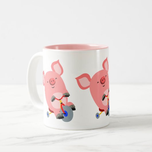 Mok voor cute Cartoon Tricycle Pig (Voorkant links)