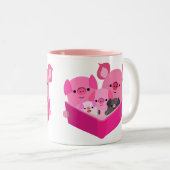 Mok voor Cute Reading Cartoon Pig Family (Voorkant rechts)