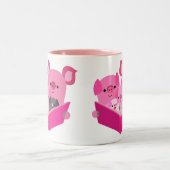 Mok voor Cute Reading Cartoon Pig Family (Center)