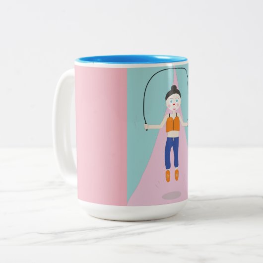 mok voor een cartoon springen (Voorkant links)