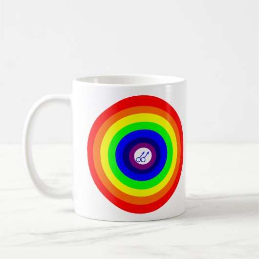 Mok voor gaffelkoffie-Mannen rond regenboogkoffie (Links)