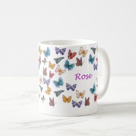 Mok voor gepersonaliseerde vlinder - Roos (Voorkant rechts)