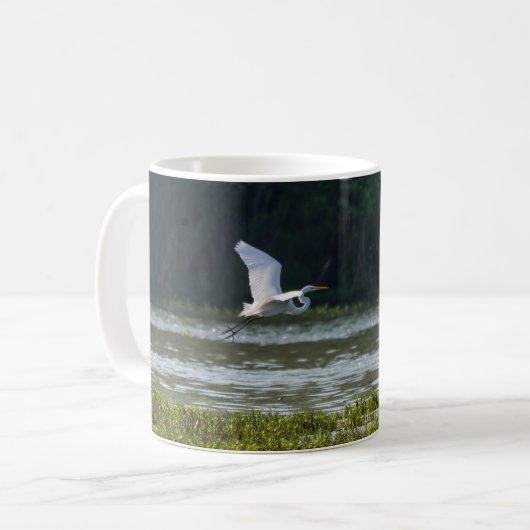 Mok voor Great White Egret Flying Coffee (Voorkant links)