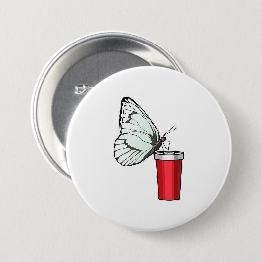 Mok voor het Drink van vlinder Ronde Button 7,6 Cm (Voorkant /achterkant)