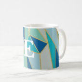 Mok voor het geometrisch monogramma van zeeglas (Voorkant rechts)