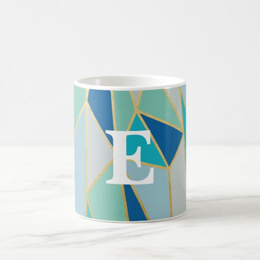 Mok voor het geometrisch monogramma van zeeglas (Center)