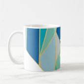 Mok voor het geometrisch monogramma van zeeglas (Links)