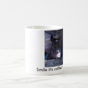 Mok voor het glimlachen van paardenkoffie