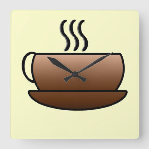 Mok voor het stoomkoffie vierkante klok