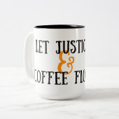 mok voor justitie en koffie (Voorkant links)
