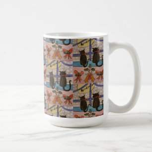 Mok voor kerstcadeautjes met zwarte kat