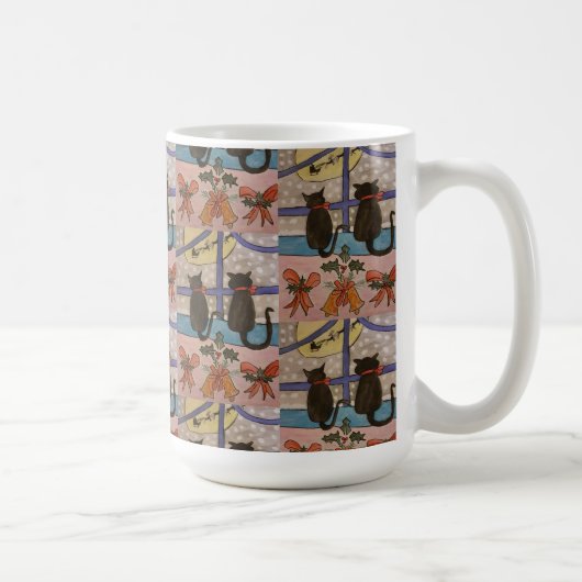 Mok voor kerstcadeautjes met zwarte kat (Rechts)