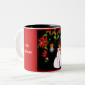 Mok voor kerstfeest/december met rode bruiloft (Voorkant links)