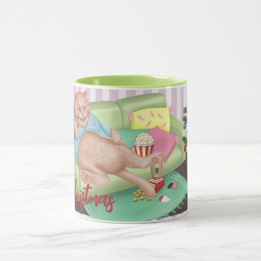 Mok voor kerstmis met Cute Cat (Midden)