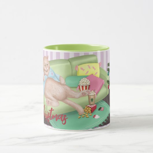 Mok voor kerstmis met Cute Cat (Midden)