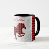 Mok voor kerstmis met rode en zwarte paardjes (Voorkant rechts)