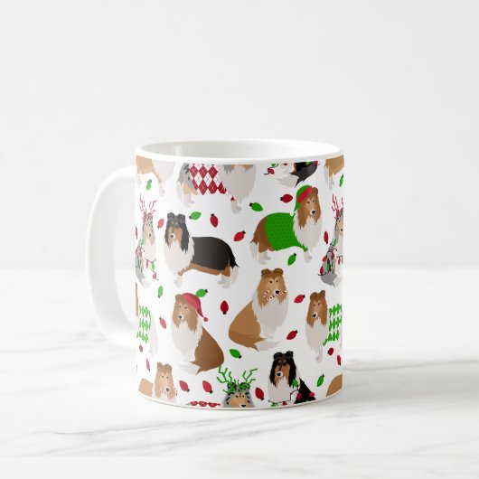 Mok voor kerstmis Rough Collie Coffee (Voorkant links)