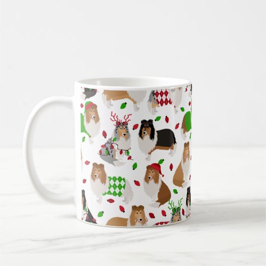Mok voor kerstmis Rough Collie Coffee (Links)