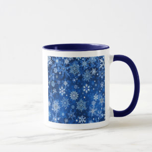 Mok voor kerstsnowflakes blauw en zilver