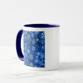 Mok voor kerstsnowflakes blauw en zilver (Voorkant links)