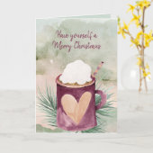 Mok voor kerstwarme chocolade kaart (Gele Bloem)