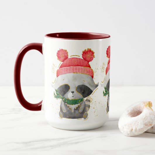 Mok voor kerstwintervakantie met adorables (Met donut)