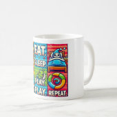 Mok voor kinderen "Eet, speel, slaap en herhaal" (Voorkant rechts)