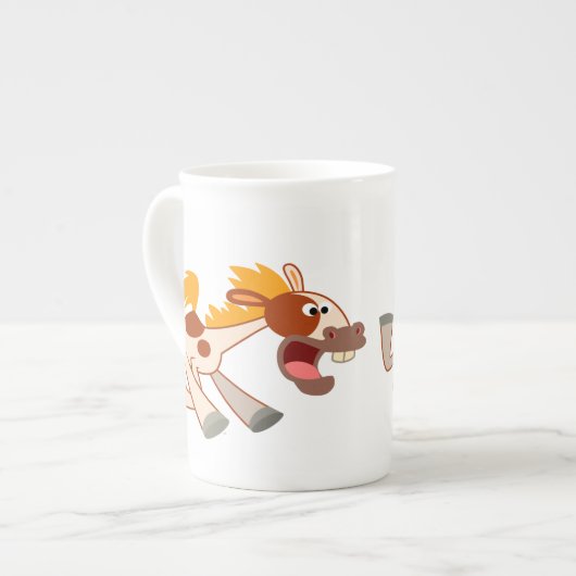 Mok voor levendige Cartoon Pinto Horse Bone China (Links)