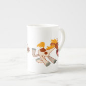 Mok voor levendige Cartoon Pinto Horse Bone China (Voorkant rechts)