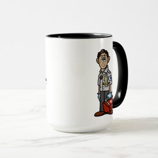 Mok voor mannelijke EMS-werkernaam Olijf, gevild o (Voorkant rechts)