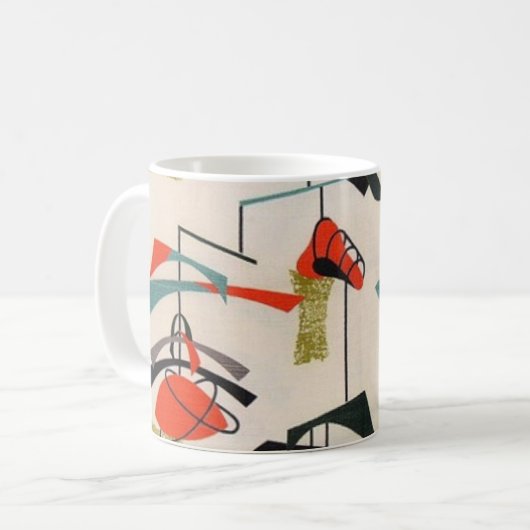 Mok voor middeleeuwse moderne atoomwaskoffie (Voorkant links)