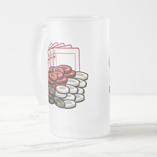 Mok voor nachtbier in pokerwild (Voorkant links)