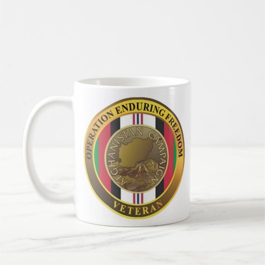 Mok voor OEF-koffie (Operation Enduring Freedom) (Links)