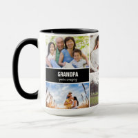 Mok voor opa familie foto collage gepersonaliseerd