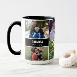 Mok voor opa familie foto collage gepersonaliseerd