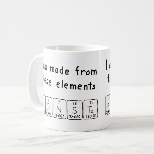 Mok voor periodieke tabelnaam Konsta (Voorkant links)